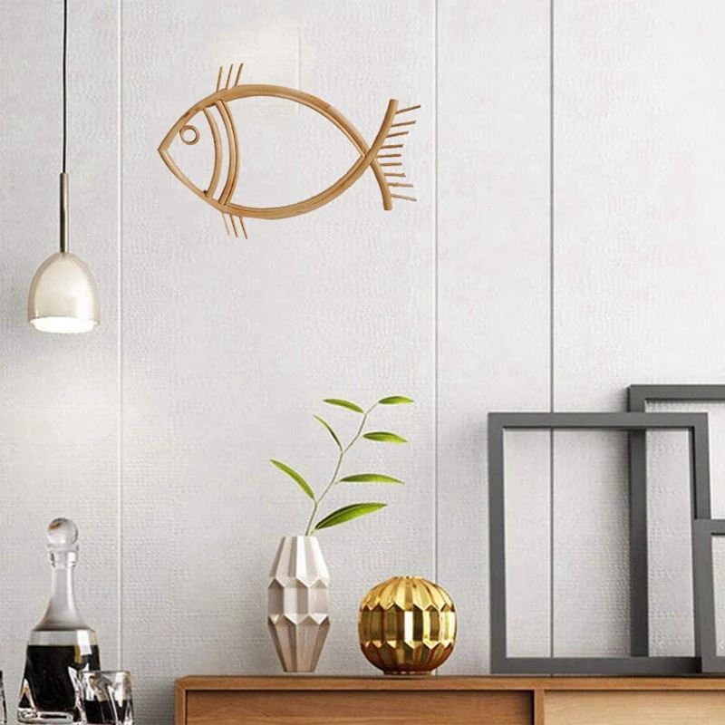 Рама из ротанга зеркальный декор в форме рыбы настенные рамки декоративная рамка