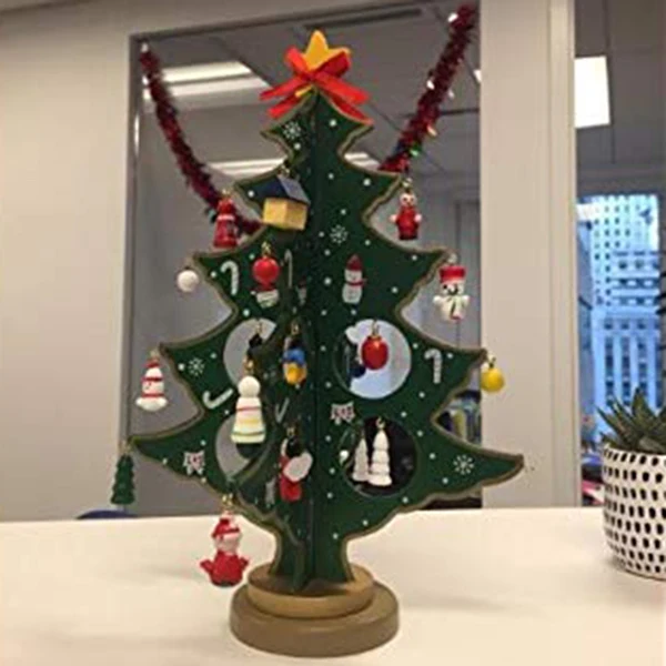 12 дюймов забавная настольная деревянная Рождественская елка Декор набор