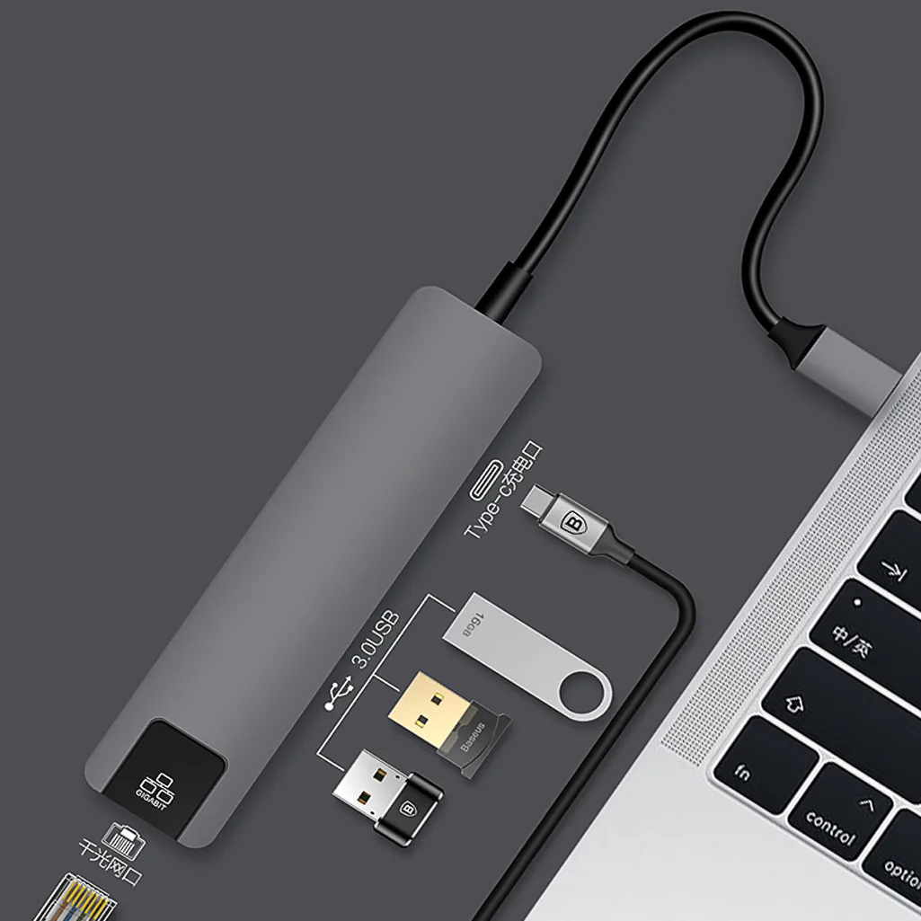 Heat-5in1 Кабель с разъемом USB типа C 4K Hdmi USB C Gigabit Ethernet RJ45 LAN адаптера переменного тока с 10/8/7/Vista Windows, M-переменного тока совместимого с операционной системой SD карта# G1