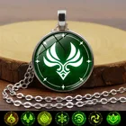 Genshin Impact светящееся ожерелье Мужская игра глаз Божий элемент круглый стеклянный кабошон кулон ожерелья для женщин 2021