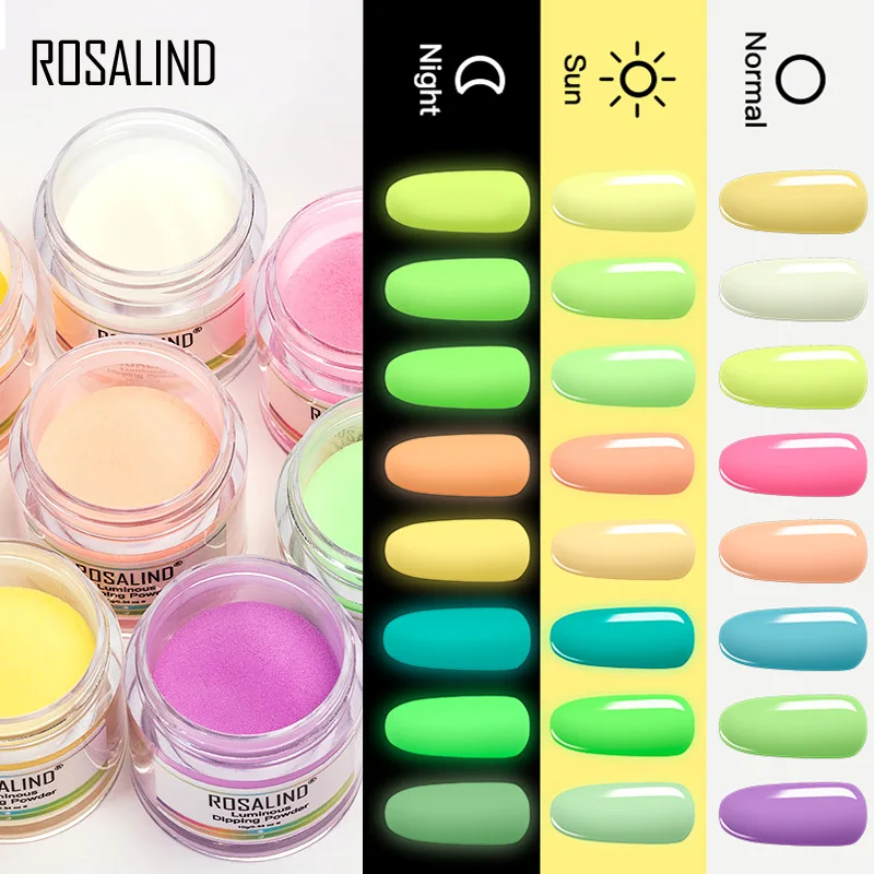 Светящаяся пудра для ногтей ROSALIND голографическая пыль без лампы украшение