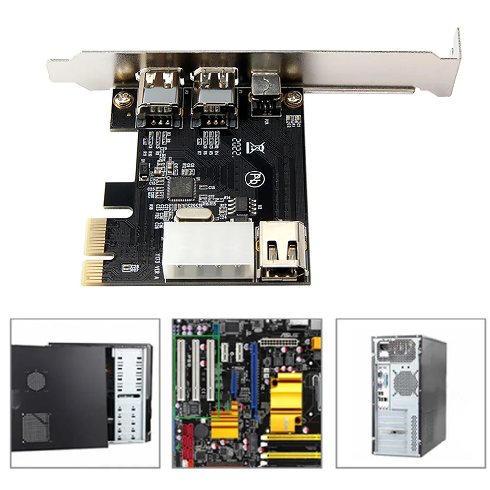 PCI E до 1394 Адаптерная карта x1 3 портового DV видеозахвата высокой четкости с 2 * 1394A 6