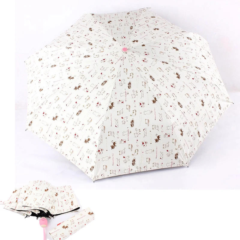 

Автоматический складной женский зонтик бежевое черное покрытие зонт Анти-УФ Женский зонтик портативный солнцезащитный дождливый зонтик