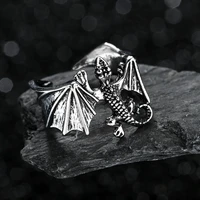 winged lizard exaggerated ring mens gothic personality punk ring accessories party jewelry