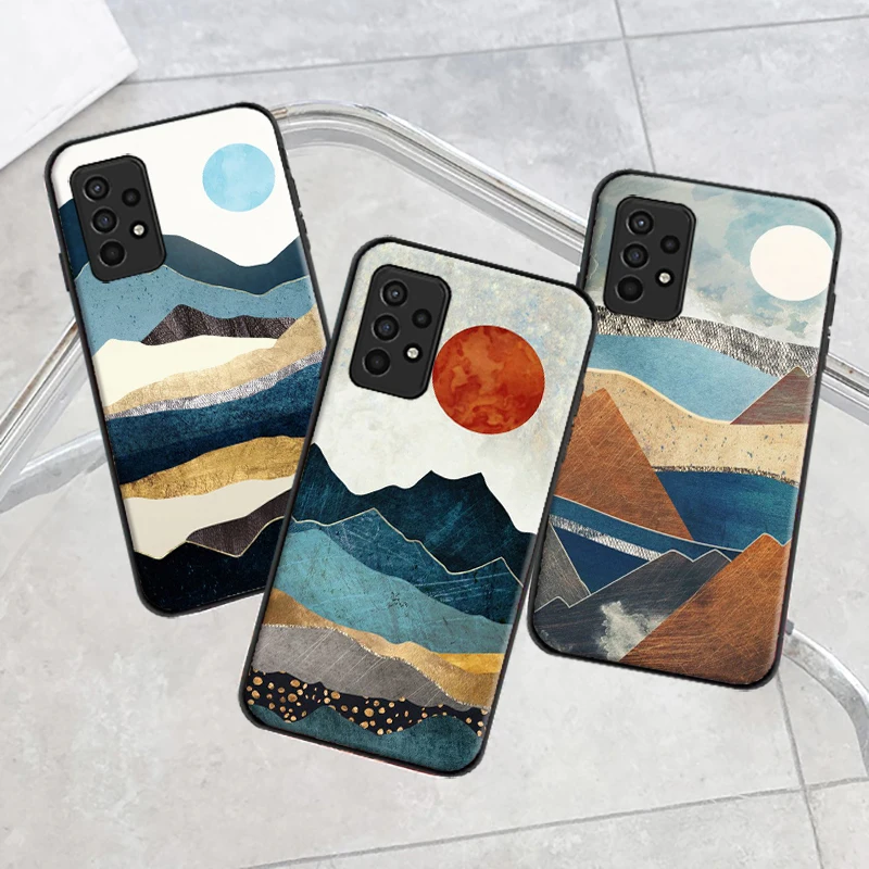 

Hand Painted Sun Phone Case For Samsung Galaxy A51 4G 5G A52 4G 5G A71 4G 5G A72 4G 5G Funda Cases Coque Soft TPU Back Cover