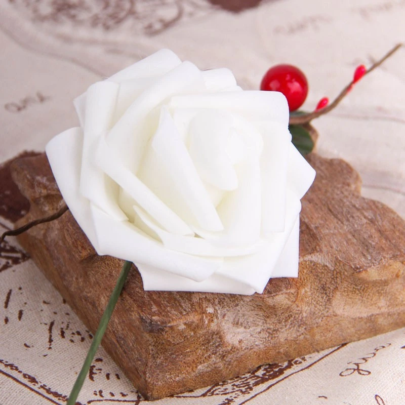 White 20 шт, диаметр 7 см, искусственные поролоновые розы для дома и свадьбы, украшения, цветочные головки, целующиеся шары для свадьбы, разные цвета - Цвет: White