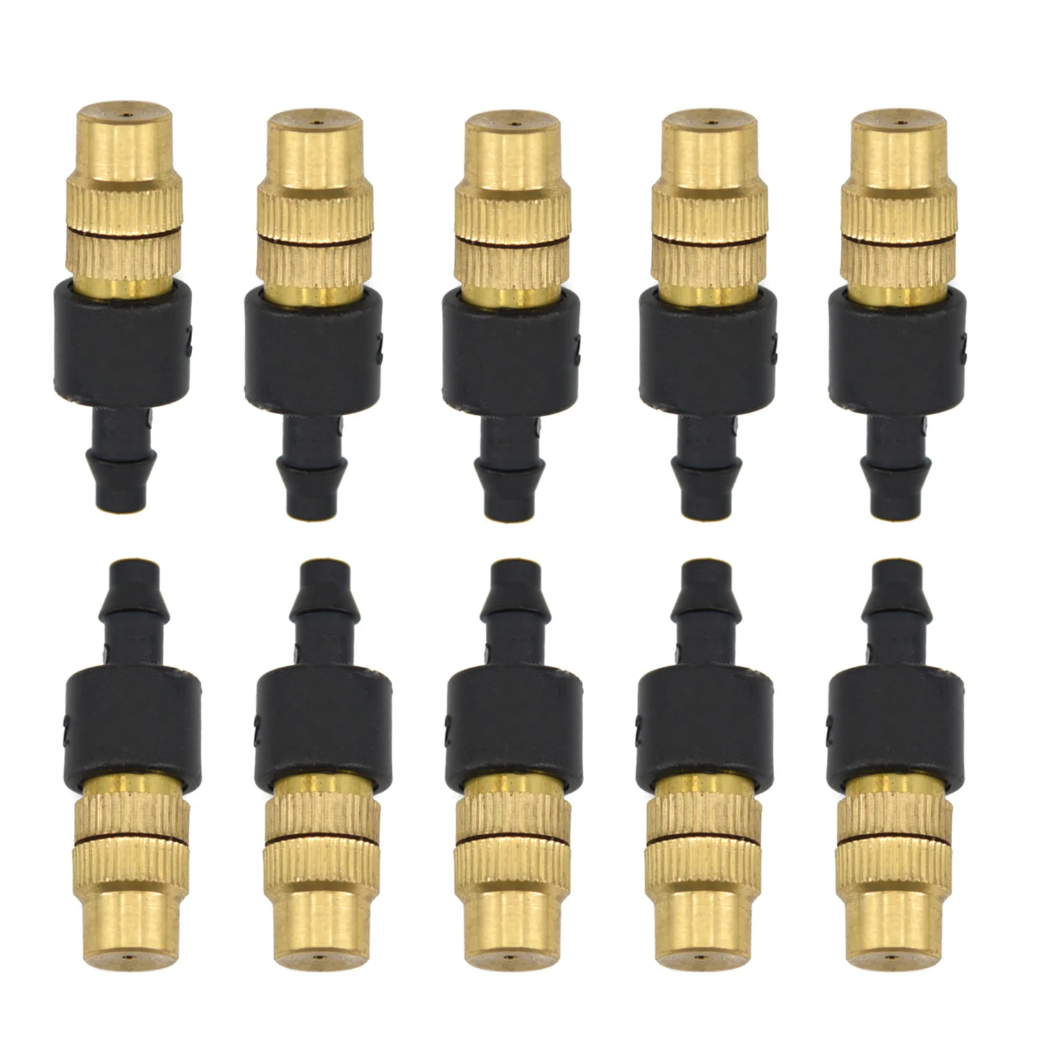 

10pcs Adjustable Brass Spray Misting Nozzle Garden Sprinklers Irrigation Fitting Garden Irrigation, Car Washing, Garden Irrigati