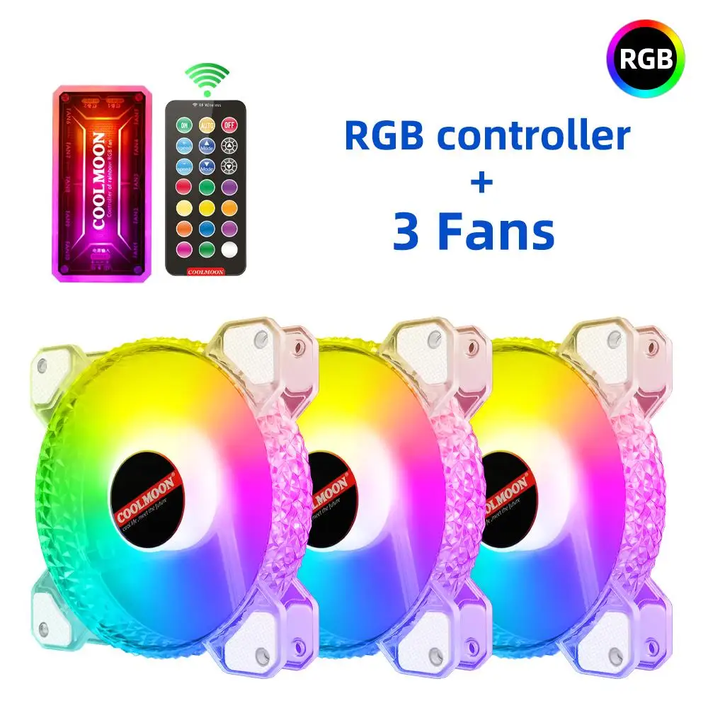 COOLMOON Diamond 120mm Fan Cooling PC Computer Case Fan PWM 6PIN Adjustable Silent Cooler Mute RGB Ventilador Radiator Aura Sync
