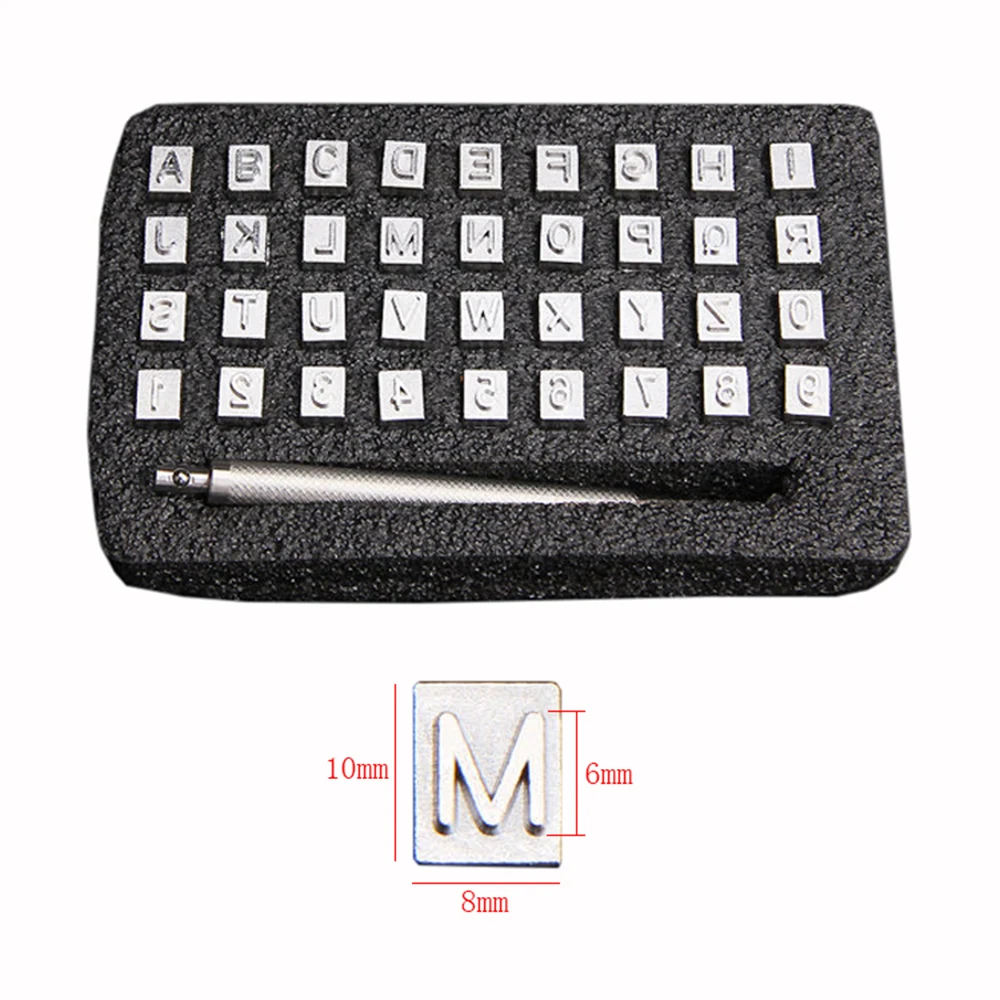 Набор кожаных штампов с буквами и цифрами 36 шт. набор для тиснения кожи алфавит