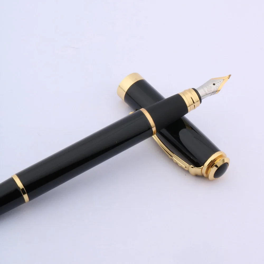 Роскошные офисная металлическая авторучка черный золотой отделкой фуде перо