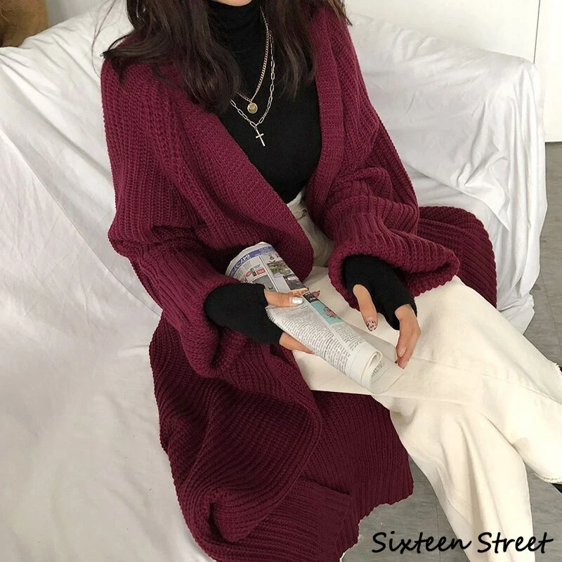 

Женский вязаный кардиган, свитер, пальто, свободная мода, длинный свитер, дизайнерский Женский вязаный длинный рукав, элегантный, Осень-зима...