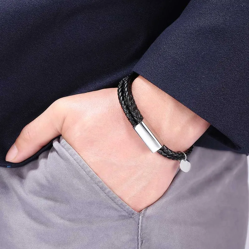 

Trendy Adjustable Genuine Leather Bracelets Men Multilayer Braided Rope Bracelets For Male Female Bracelets Jewelry BB1065