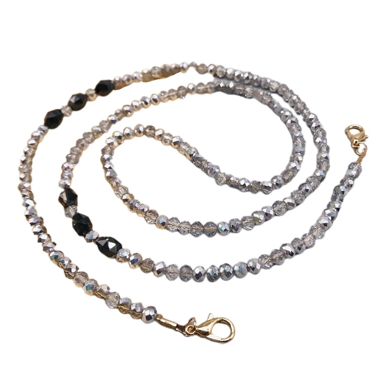 

Braided Faux Crystal Face Mask Chain Lanyard Eyeglass Holder Beaded Necklace N58F