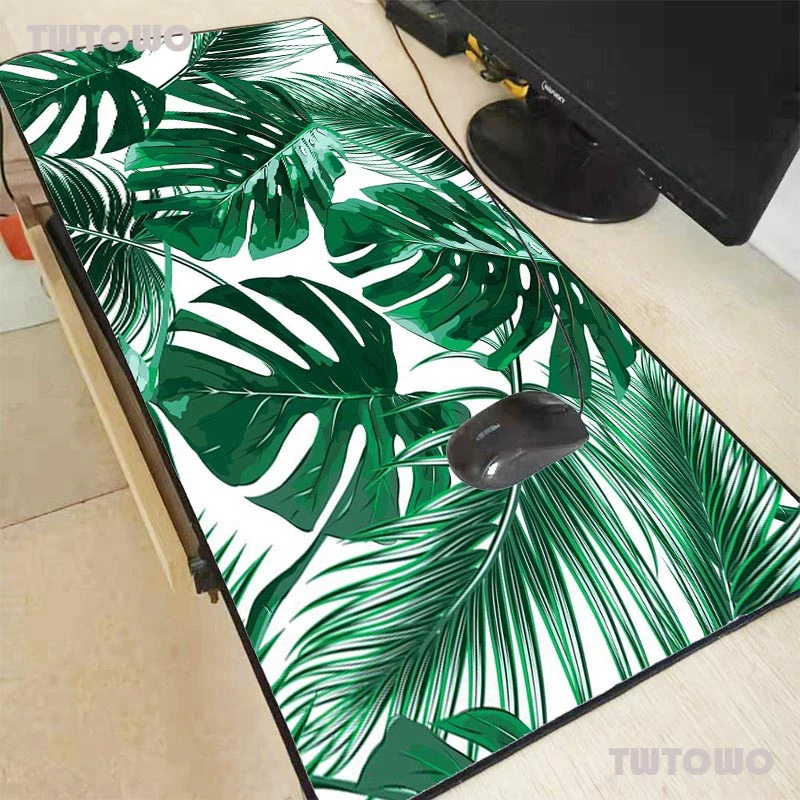 

Tropical Leaves Large Gaming Mouse Pad Lockedge Mouse Mat Keyboard Pad Desk Mat Table Mat Gamer Mousepad For Laptop