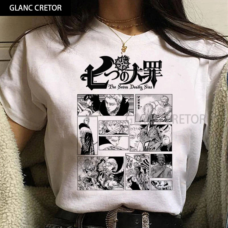 

Unisex Funny Fashion T-shirt Male Hot Japanese Anime Seven Deadly Sins T Shirt Men Kawaii Summer Tops Cartoon Graphic Tees