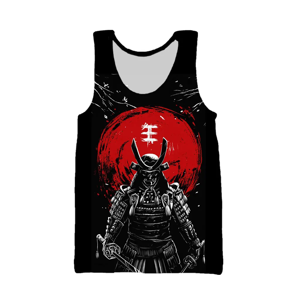 Мужская майка SONSPEE с 3D принтом японского самурая Повседневная Свободная жилетка