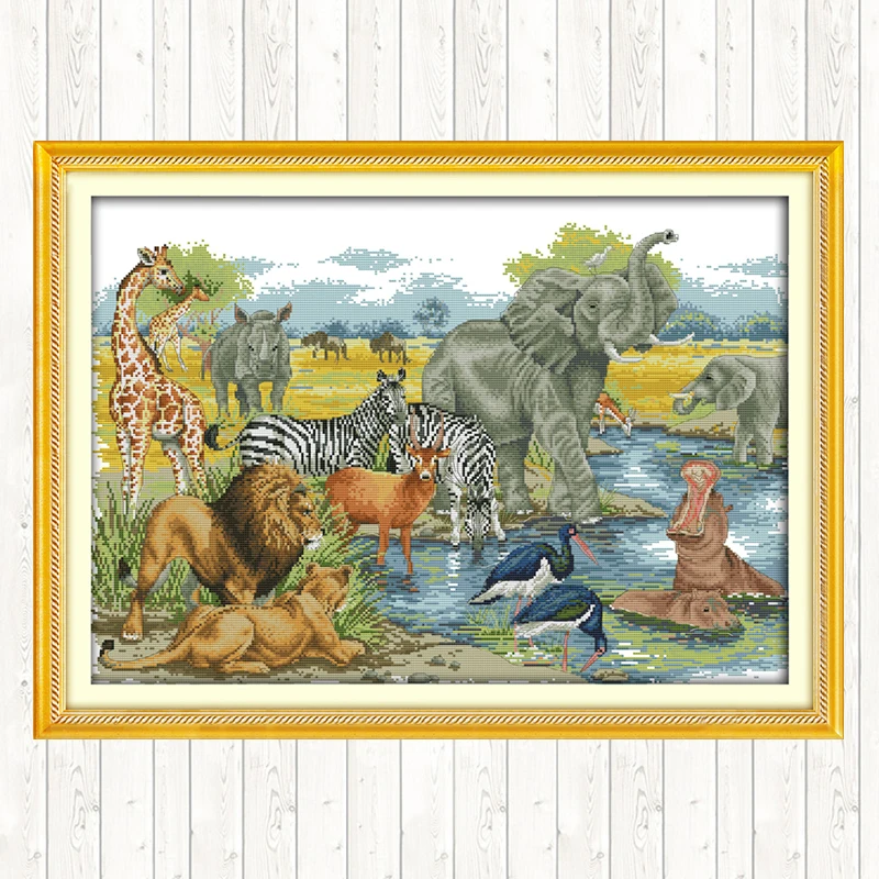 Вышивка в виде животных Joy Sunday сделай сам вышивка крестиком пакет стежка 14ct 11ct