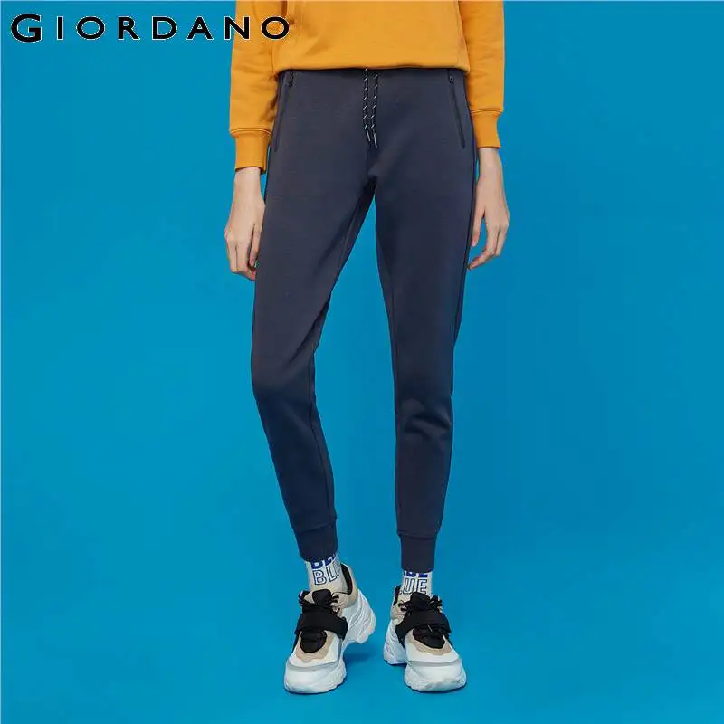 Giordano/Женские Брюки с карманами на молнии, хлопковые джоггеры с эластичным поясом, трикотажные брюки, Pantalones Mujer Spodnie Damskie 05419147