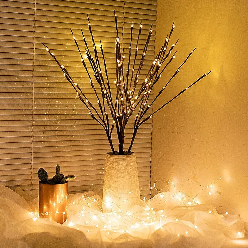 

Simulation Tree Lights Christmas Led Room Decor Lights Waterproof Vases, Floors ，Fireplaces Decoration 5 Branches 20 Lamp Beads