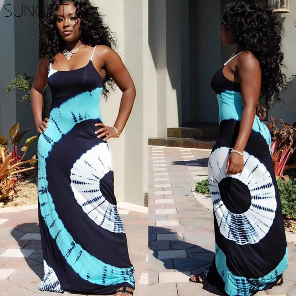 Женское платье-макси без рукавов SUNGIFT летнее платье в африканском стиле с принтом