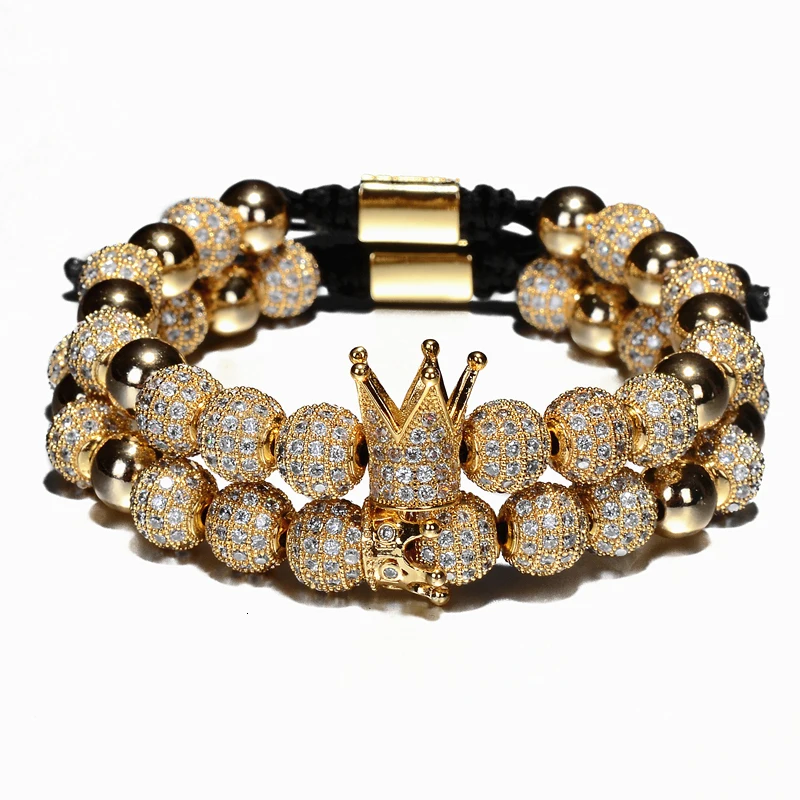 Роскошные браслеты мужские 8 мм Micro Pave CZ круглый плетеный макраме браслет Pulseira Feminina ювелирные изделия ручной работы для женщин подарок