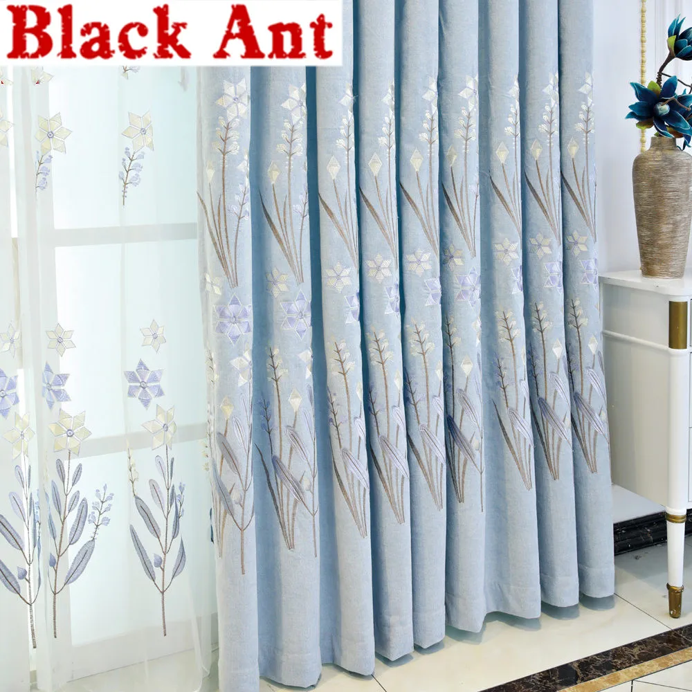 Nordic Шторы Цветочный Рисунок для Гостиная синель отвесная ткань исследование