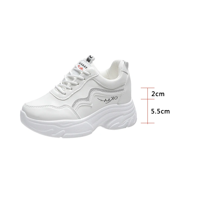 

Hidden Heel Casual White Shoes Women Lace Up Platform Sneakers Round Toe Low Top Spring Ladies Shoes Zapatillas Mujer XFJY18