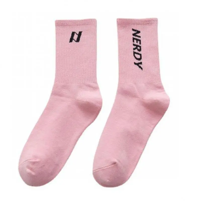 

Левые и правые Асимметричные носки с надписью, женские хлопковые простые удобные розовые носки до щиколотки