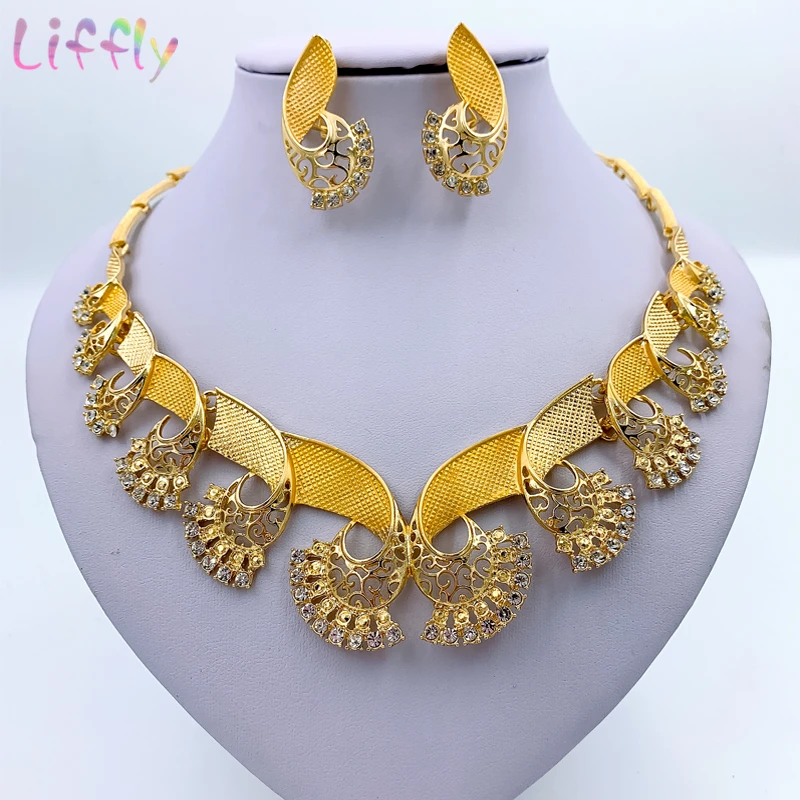 Ювелирные изделия Liffly в нигерийском стиле подарочное ожерелье с кристаллами