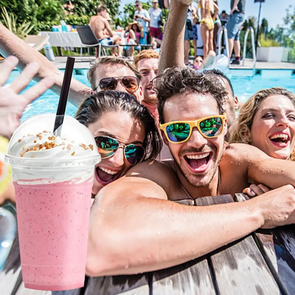 100 комплектов одноразовых пластиковых чашек с купольными крышками для холодных