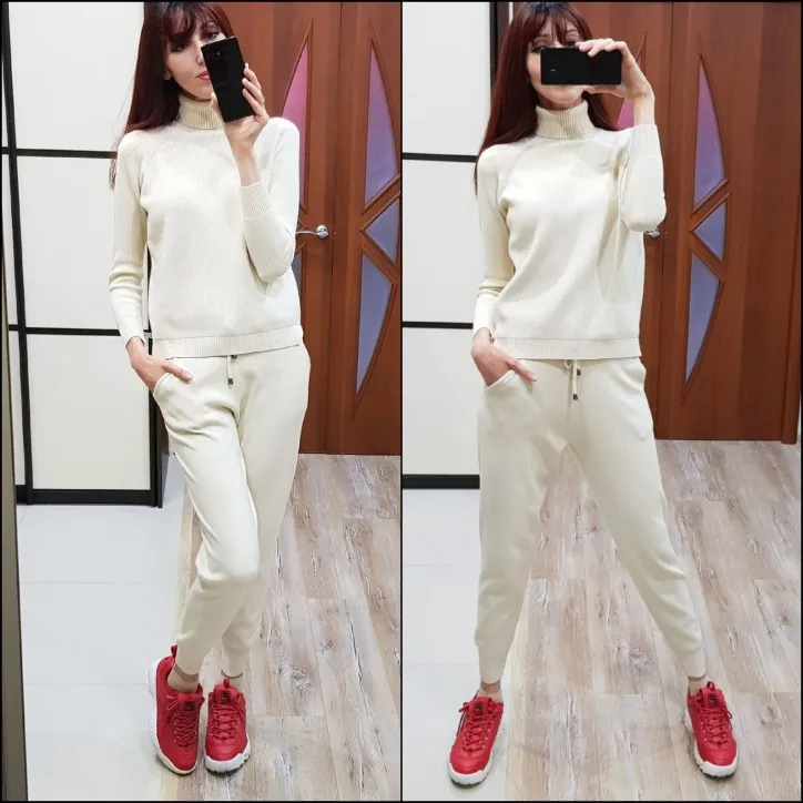 Костюм женский трикотажный из двух предметов GIGOGOU свитер с длинным рукавом и