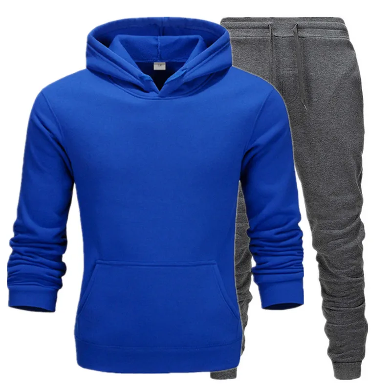 

2020 new Fashion Tracksuit Men's Running Shoes Sportswear Two Pieces Thick Wool Cotton Hoodie + Pants Male Sports Suit