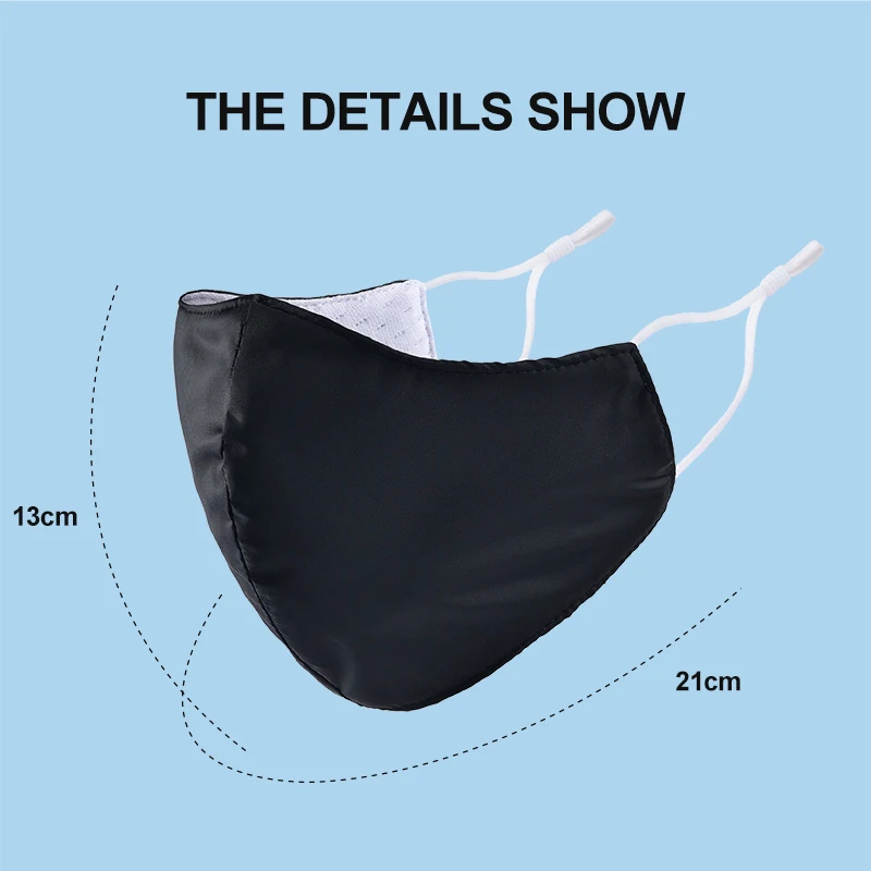 Водонепроницаемая и хлопковая маска унисекс моющиеся черные маски для лица