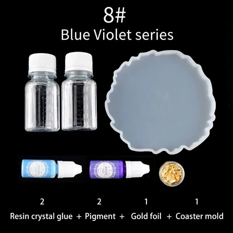 

Resin Casting Coaster Pigment Molds Kit Geode Agate Epoxy Coaster Mold Art Craft AXYD