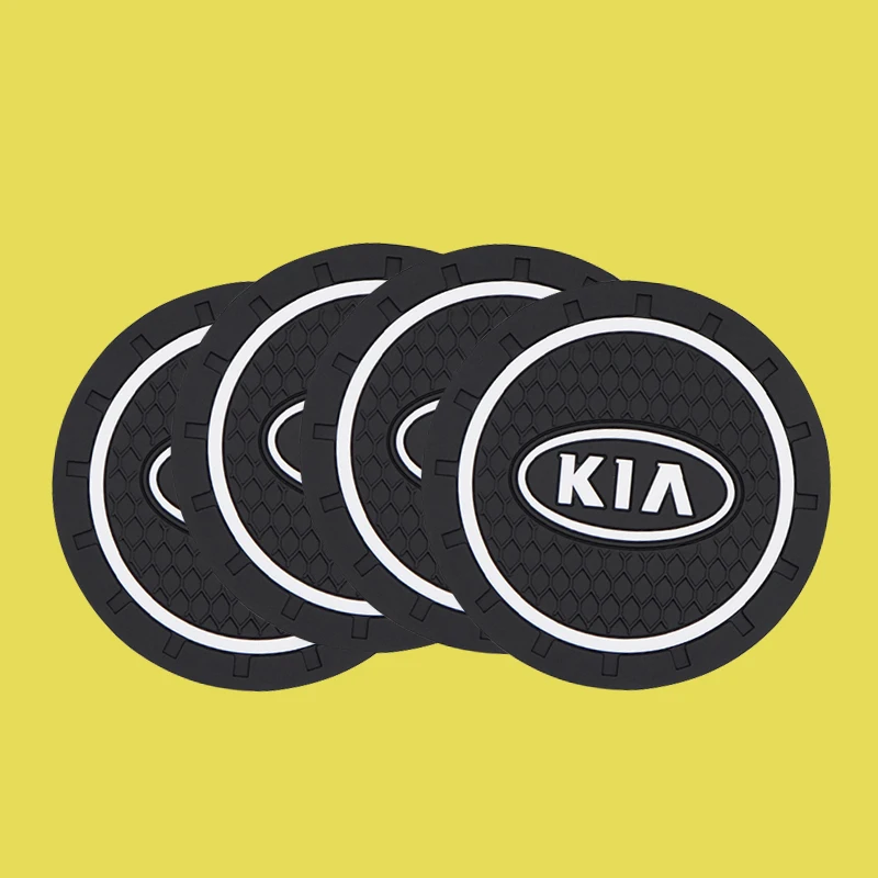 

Car 70mm is suitable for KIA- logo round water cup anti- skid pad creative modification storage mat car anti-skid pad interior