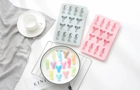 Силиконовая форма для торта 14 с омаром морской конек шоколадная |