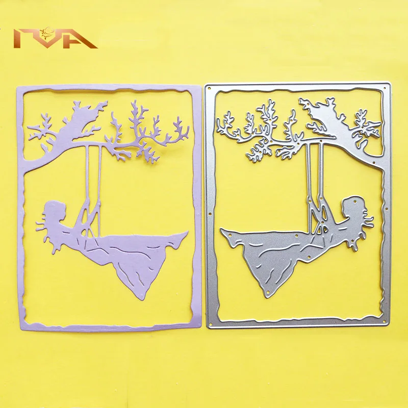 Штампы Скрапбукинг милая девушка Дерево игра под деревом бумажные изделия