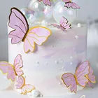 Топперы для торта с бабочкой, ручной работы, для дня рождения, свадьбы, дня рождения, 10 шт.