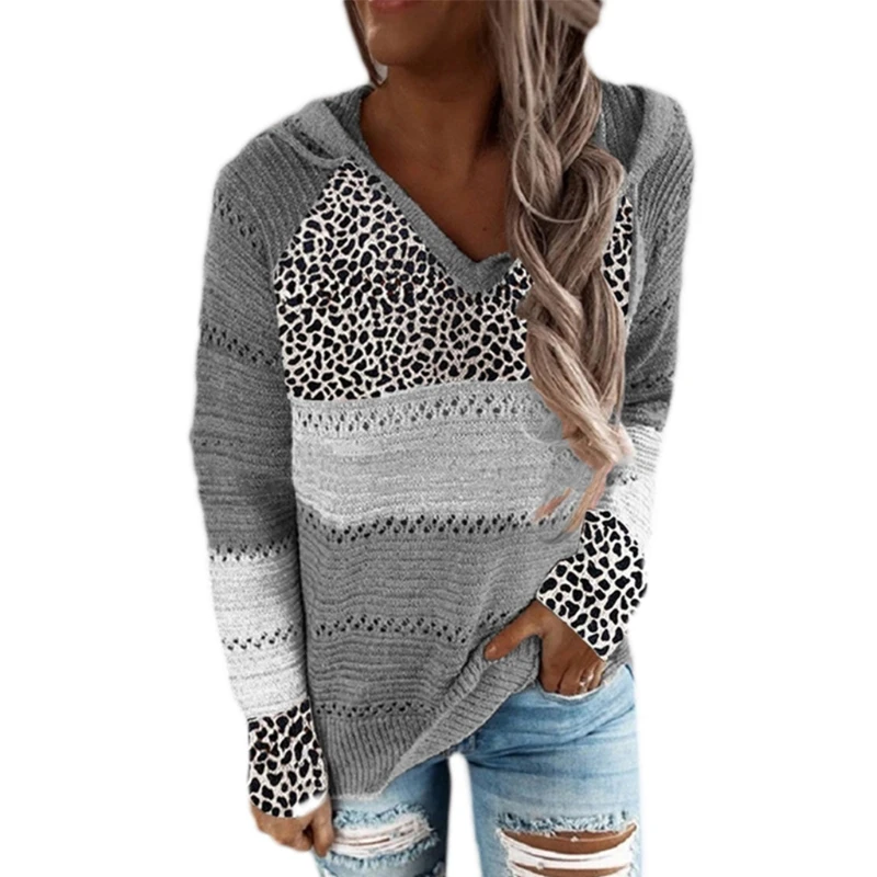 Женская футболка с длинным рукавом и v образным вырезом Вязаные толстовки