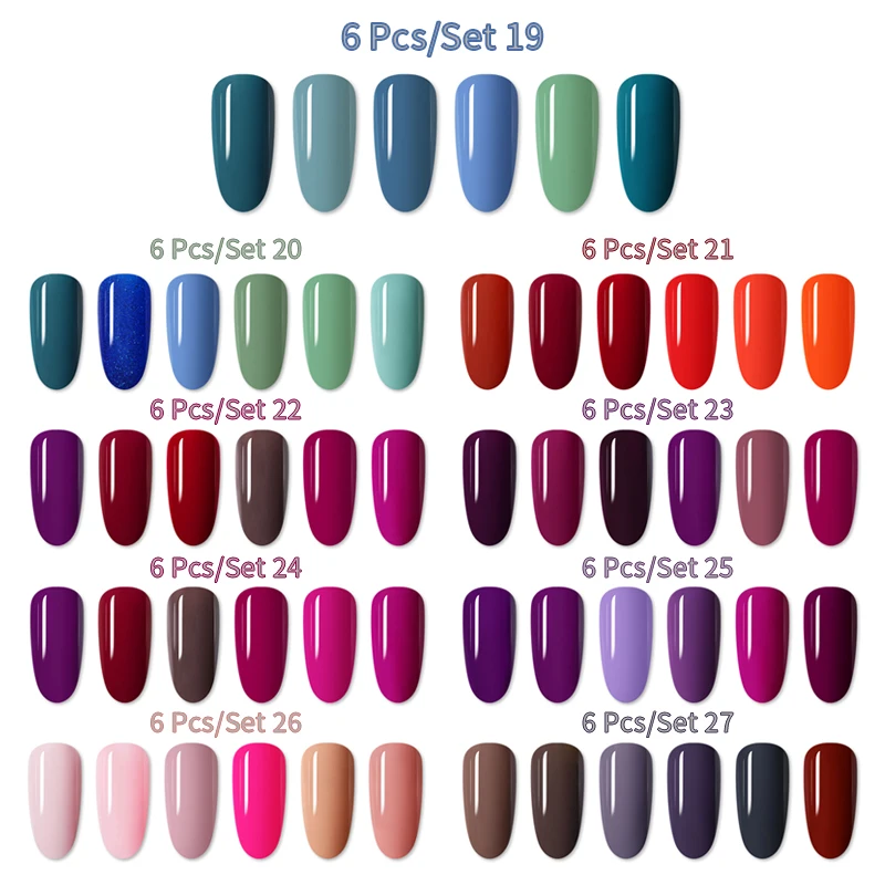 

LEMOOC Gel Nail Polish Set 6PCS Nail Kit Glitter vernis Semi Permanent UV LED Nail Gel Set Registered mail Free Shipping