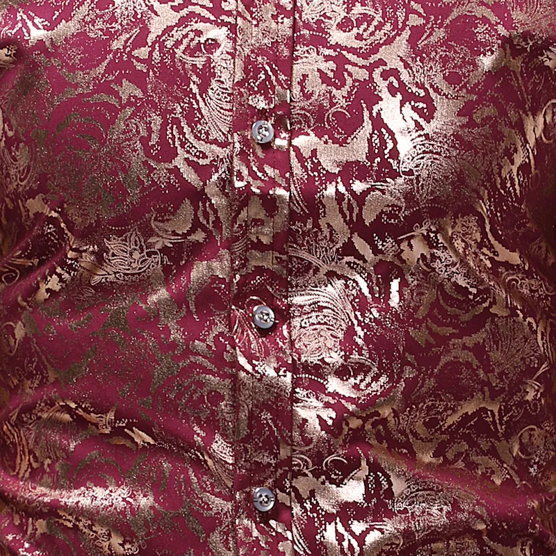 

PYJTRL Men Stand Collar Gold Bronzing Slim Fit Long Sleeve shirts