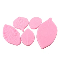 food silicone cake mold set diy 3d leaves shape fondant chocolate tray mould ice cream mold kitchen tool goods utensils 5 pcs