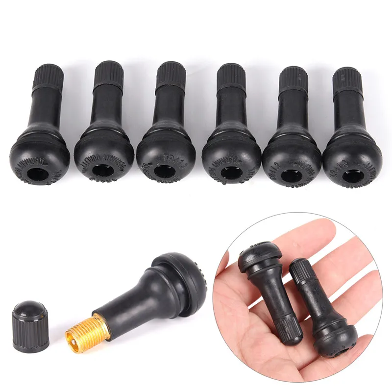 

5Pcs/set Bicyle Car Valve Stems with Caps Black TR413 Tubeless Tyre Rubber Valves With Dust Caps Wheel Tire