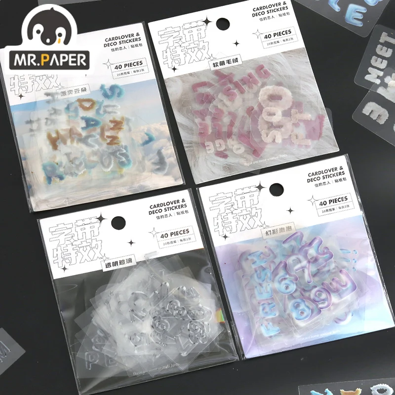 

Mr. Paper 4 вида конструкций, серия спецэффектов, большая наклейка, ПВХ креативная канцелярская декоративная наклейка для коллажа