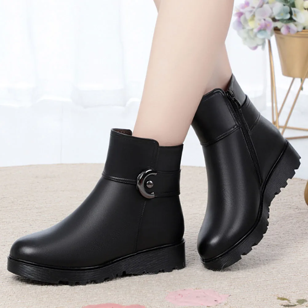 

SARAIRIS 2020 Genuine Leather Keep Warm Wool Plush Fur Winter Snow Boots Women Shoes Ankle Boots