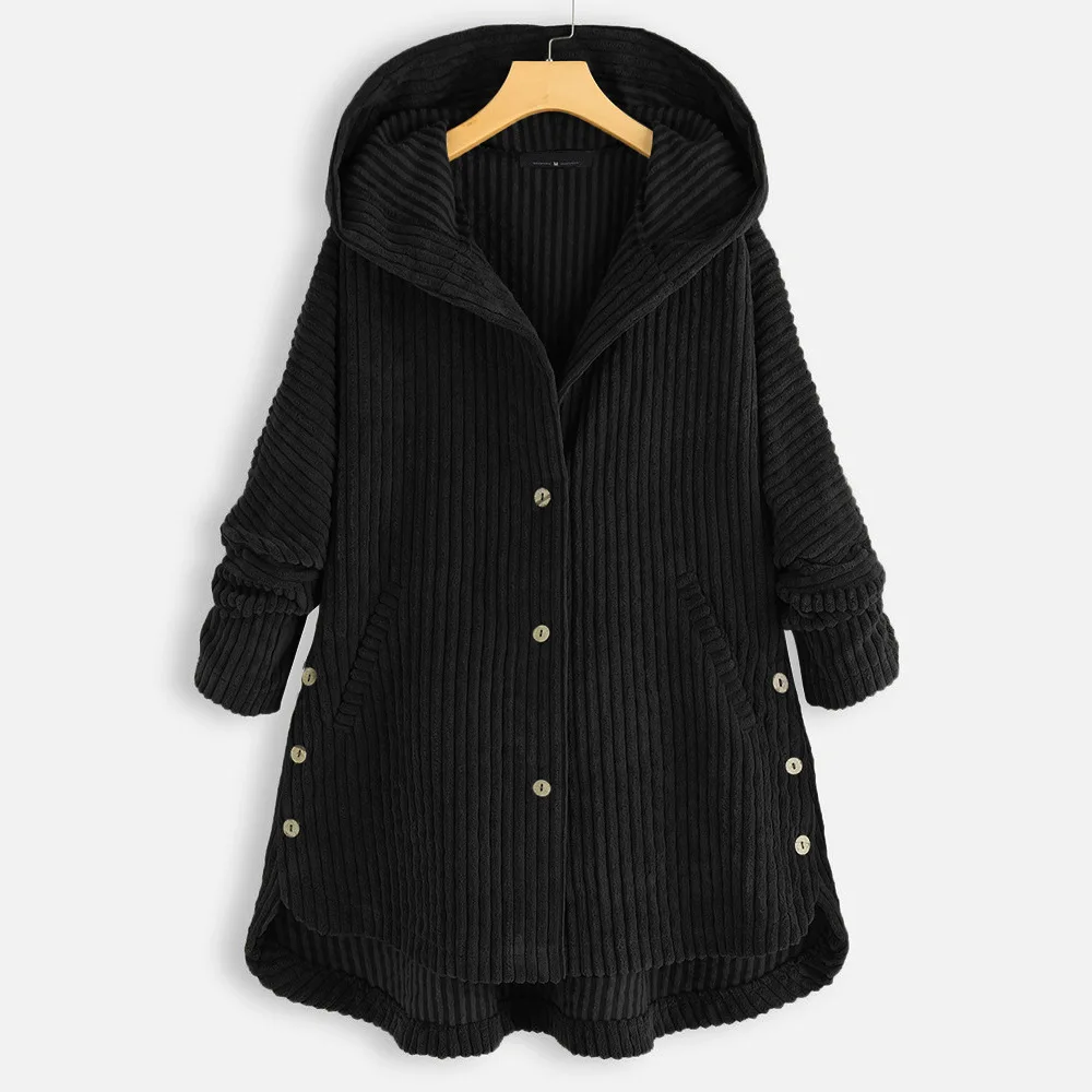 2021 Autumn Winter Fashion Casual Corduroy Hooded Cotton Jacket Loose Oversized Women's Coat Women's Winter Coat Hooded Outwear