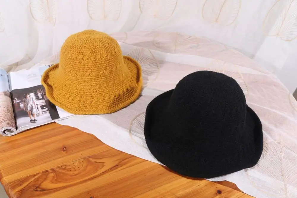 Однотонная вязаная Панама японская Корейская стильная зимняя шапка для рыбалки