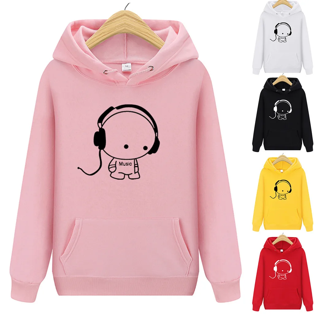 Женская толстовка с длинным рукавом толстовки принтом свободная капюшоном