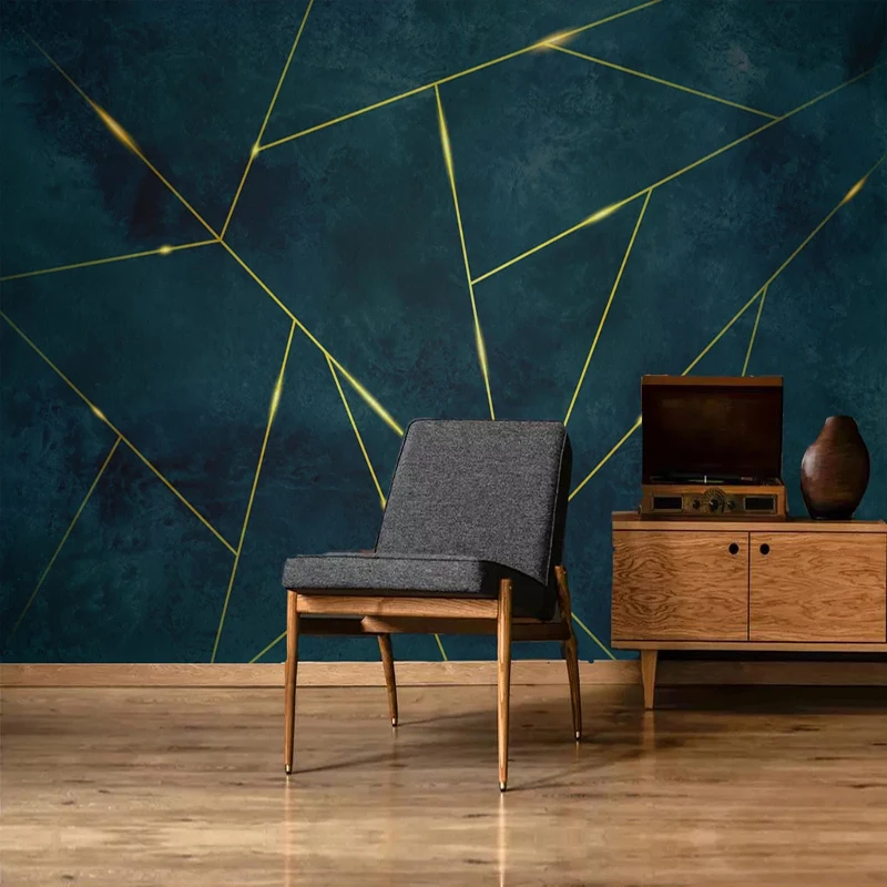 

Custom Mural Wallpaper 3D Creative Golden Geometric Lines Fresco Living Room TV Sofa Background Wall Home Decor Papel De Parede