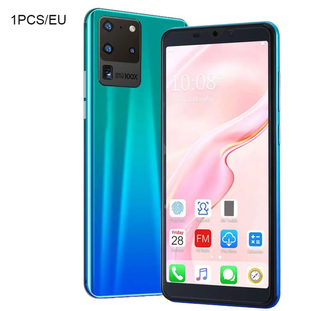 

Смартфон S20 Pro 5.8 дюймов дисплей смартфона 512M + 4G Android, 3D стеклянная задняя крышка, голубая
